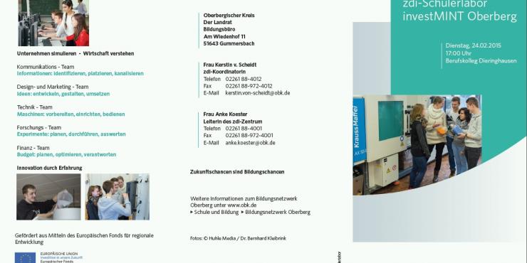 Einladungsflyer für die Eröffnung zdi-Schülerlabor